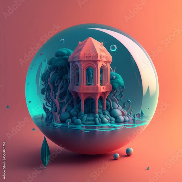 Fototapeta Machine minimalist surreal 3d render octane