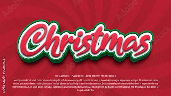Fototapeta Christmas 3d style editable text effect