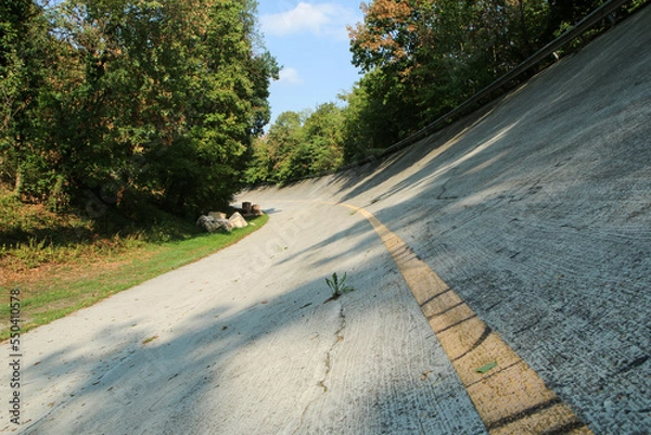 Fototapeta The famous historic inclined curve at the old racing circuit at Monza near Milano. 