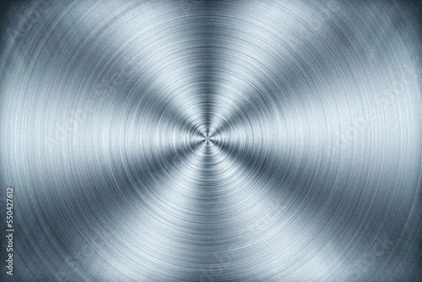 Fototapeta Circular brushed metal plate texture - abstract industrial background illustration.