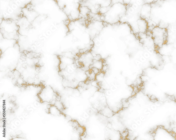 Fototapeta White marble texture with natural golden texture for background or design art work. Abstract computer generated illustration.