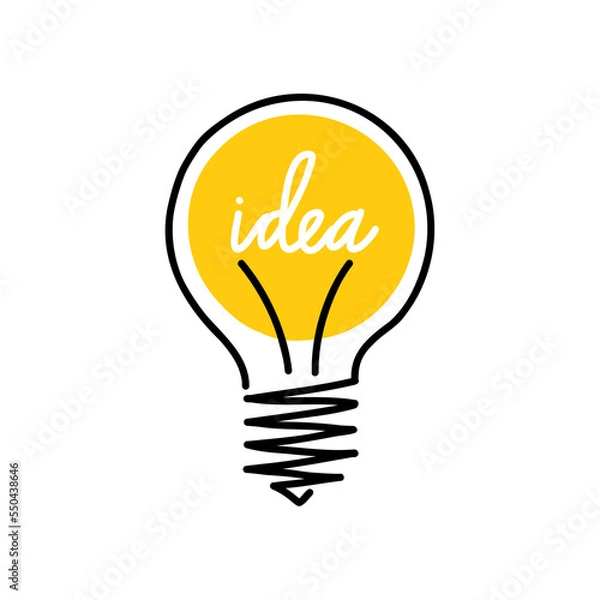 Obraz Hand drawn stylish idea illustration with light bulb and light