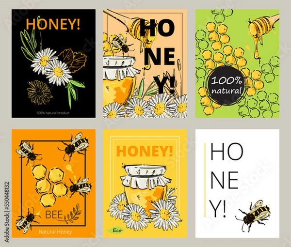 Obraz Vector abstract illustration. Banner design on the theme of honey. Natural product
