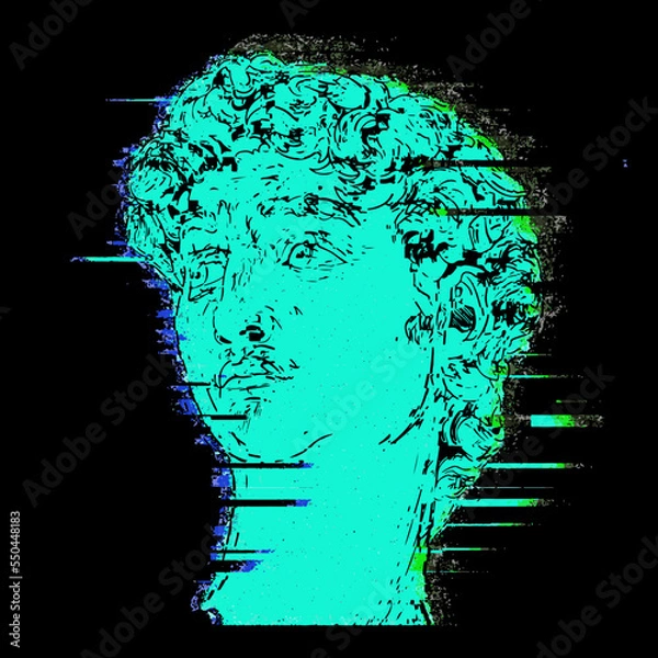 Obraz Vector abstract illustration of Greek statue of David in psychedelic style. Ancient art and modern style.Trippy