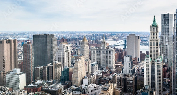 Fototapeta the buildings of the south of manhattan under the cloudy sky