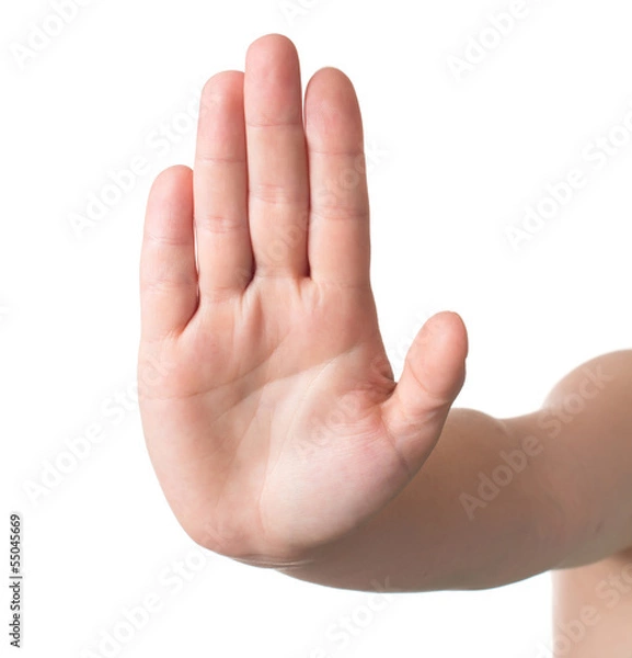 Obraz Hand symbolize stop, isolated on white background