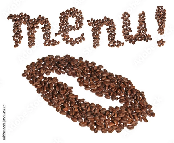 Obraz Coffee bean, menu, isolated on white
