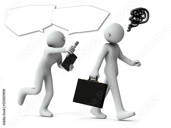 Obraz 取材対象者を追いかけてインタビューする無礼な記者。