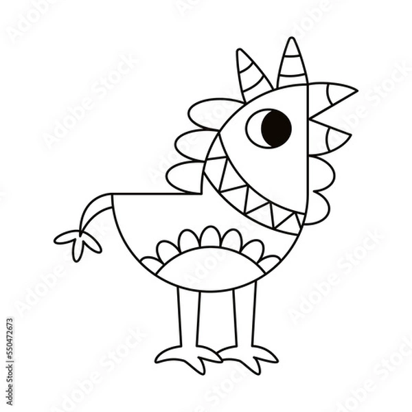 Fototapeta Isolated outline little chicken alebrije icon Vector