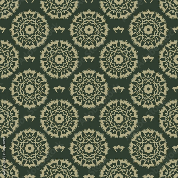 Fototapeta Seamless ornamental luxurious vector pattern in Ottoman Kaftan style. Use for fabric prints, weaving, knitting, home decoration, fashion design and bedding patterns