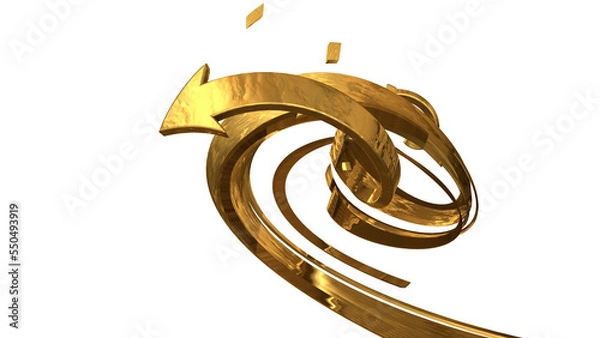 Fototapeta GOLDEN ARROW WITH WAVY LINES MODERN ORNAMENT 3D RENDER