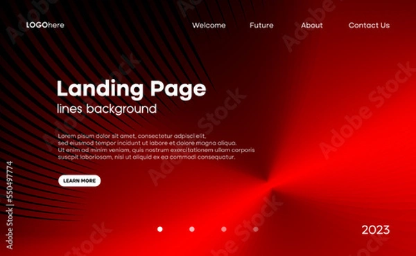 Fototapeta Abstract dark red background with gradient lines composition. The minimal layout design template. Vector, 2023
