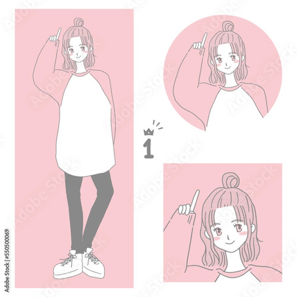 Obraz シンプルでかわいい　女性のイラスト　No.1