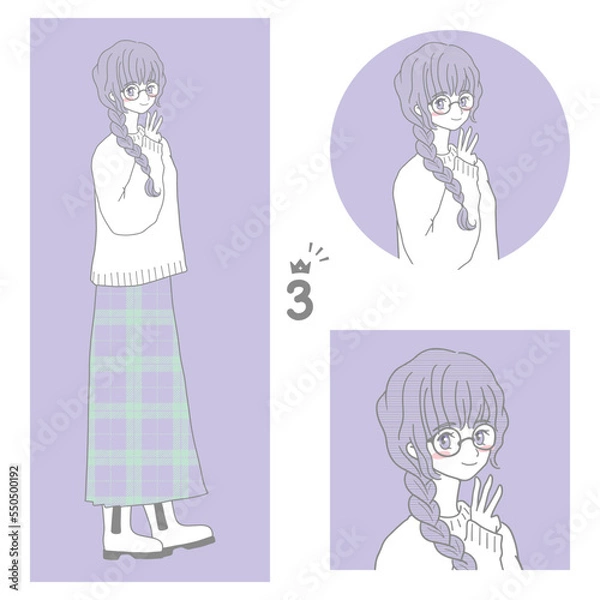 Obraz シンプルでかわいい　女性のイラスト　No.3