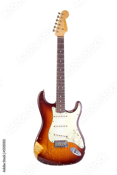 Obraz E-gitar Stratocaster Typ Shot na białym tle