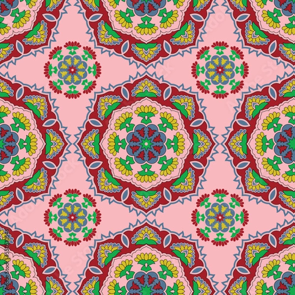Obraz Vector Mandala design seamless pattern digital textile print. Vector illustration