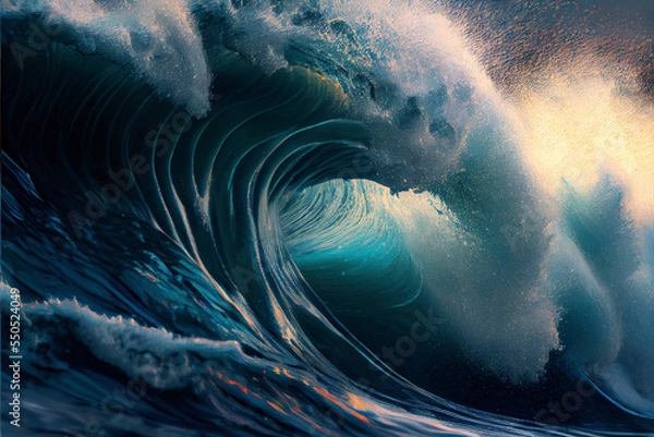 Obraz Giant wave close up illustration