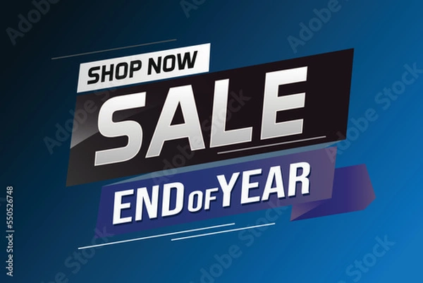 Obraz End of year Sale word concept vector illustration with lines and 3d style, landing page, template, ui, web, mobile app, poster, banner, flyer, background, gift card, coupon, label, wallpaper	