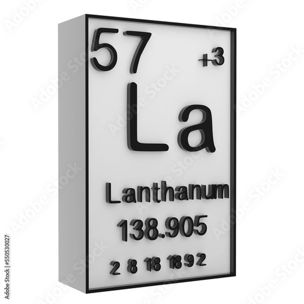 Fototapeta Lanthanum,Phosphorus on the periodic table of the elements on white blackground,history of chemical elements, represents the atomic number and symbol.,3d rendering