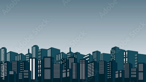 Fototapeta Silhouette of high rise buildings in the suburbs with night sky