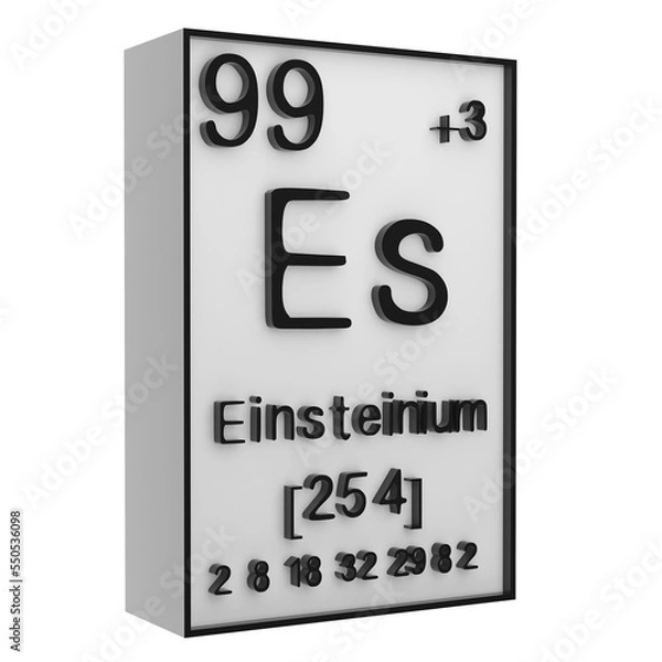 Fototapeta Einsteinium,Phosphorus on the periodic table of the elements on white blackground,history of chemical elements, represents the atomic number and symbol.,3d rendering