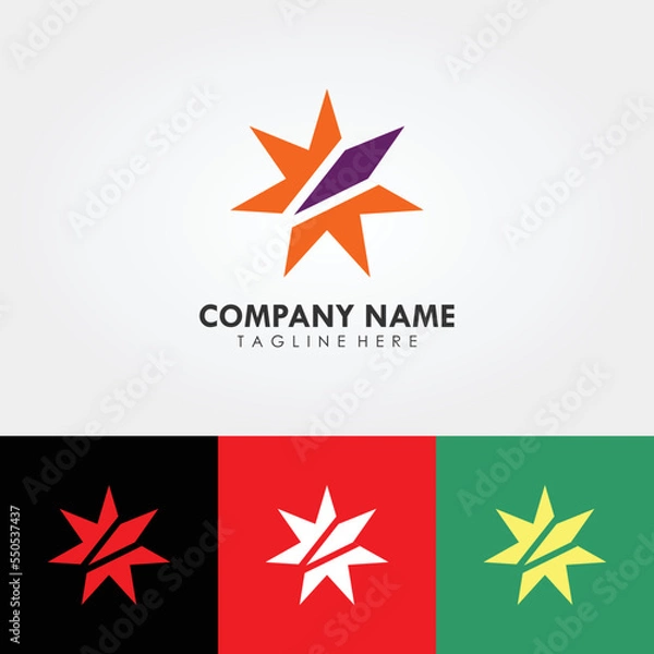 Fototapeta Abstract logo design, your company branding. Design template with sun geometric shape