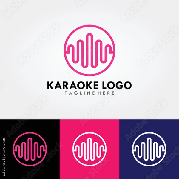 Fototapeta Abstract logo design, karaoke company branding. Design template with wave sound shape