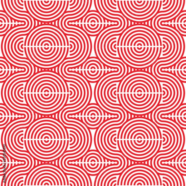 Fototapeta seamless pattern with spirals, seamless pattern with circles, pattern, seamless pattern design in red with white background