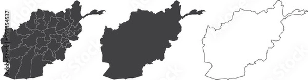 Fototapeta set of 3 maps of Afghanistan - vector illustrations	
