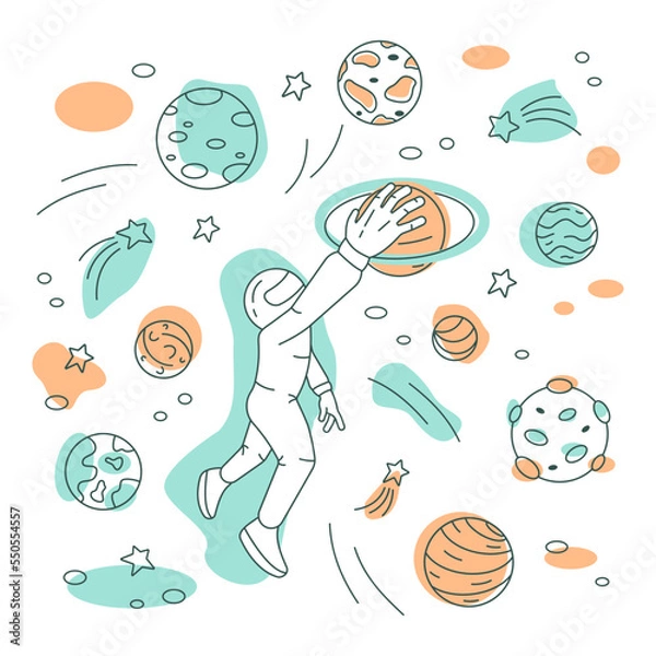 Fototapeta an astronaut in space surrounded by planets