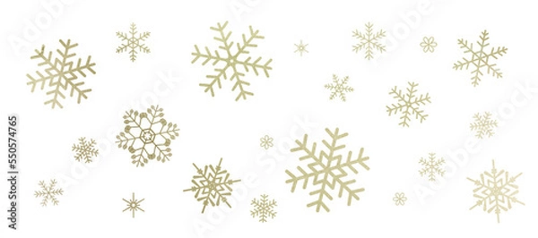 Fototapeta 金色の雪の結晶のイラスト　背景イラスト