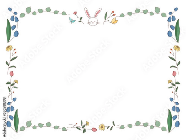 Fototapeta うさぎのボタニカルフレーム