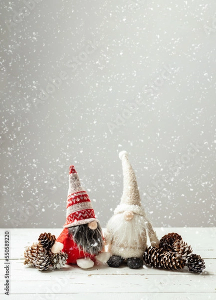 Obraz New Year's gnomes with a gift