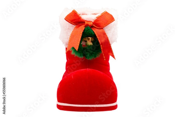 Obraz Christmas Shoes Xmas Decoration  isolated on white with clipping path inside