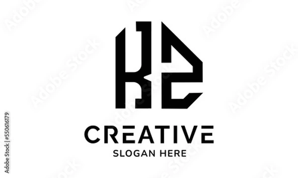 Fototapeta KZ Polygon logo design monogram,
KZ polygon vector logo, 
KZ with Polygon shape, 
KZ template with matching color,
KZ polygon logo Simple, Elegant, 
KZ Luxurious Logo,
KZ Vector pro,  