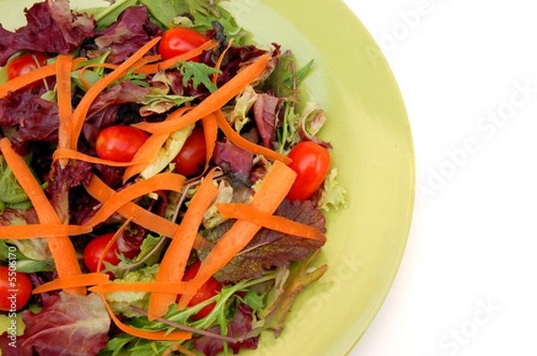 Obraz Healthy salad of greens, carrots and tomatoes