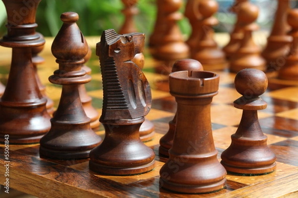 Obraz Black Knight and Chess Men