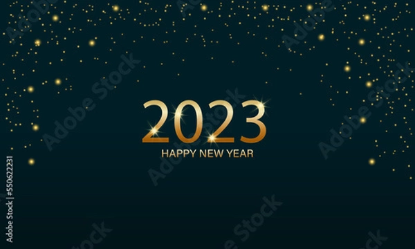 Obraz Happy new year 2023 background. Modern luxury background with glittering stars. Modern Christmas background. Vector EPS 10