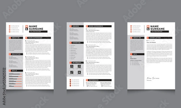 Fototapeta Creative Resume CV Templates Layout Vector Design Set 2 Page Curriculum Vitae