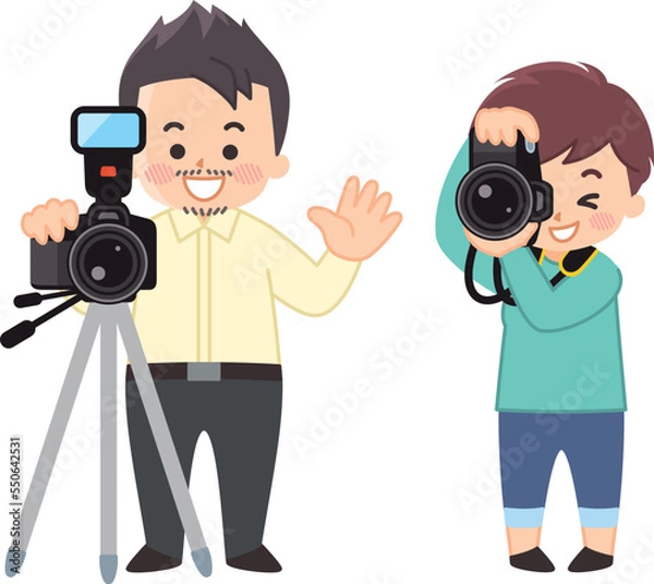 Obraz フォトグラファーの男女　カメラマン　写真家