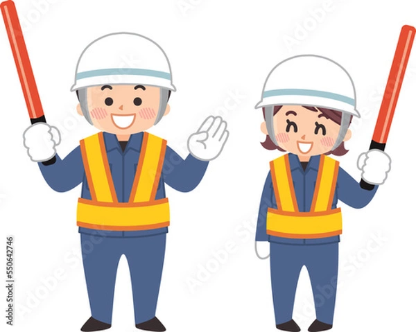 Fototapeta 誘導する警備員　ヘルメット　若者