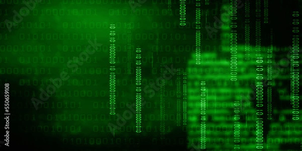 Obraz 2d illustration abstract digital binary data on computer screen
