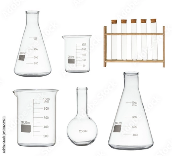 Obraz Laboratory glassware set Isolated