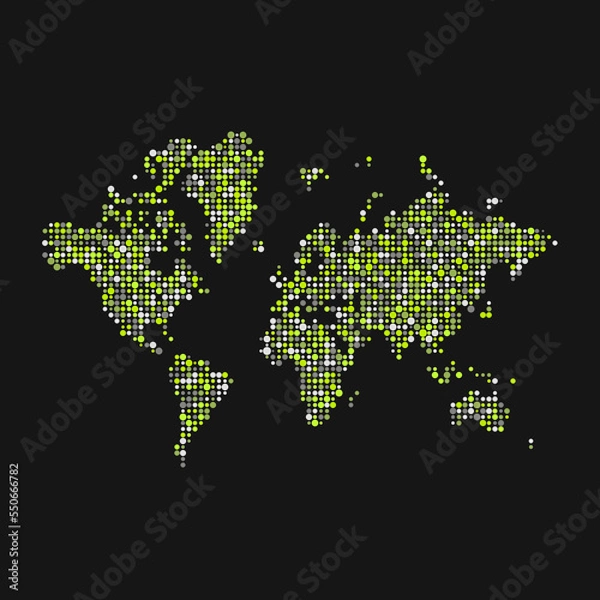Obraz World 2 Silhouette Pixelated pattern map illustration