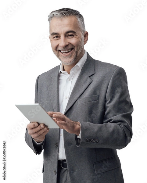 Fototapeta Businessman using a tablet