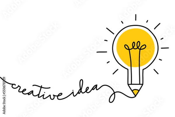 Obraz Background creative idea with hand drawn light bulb and lines