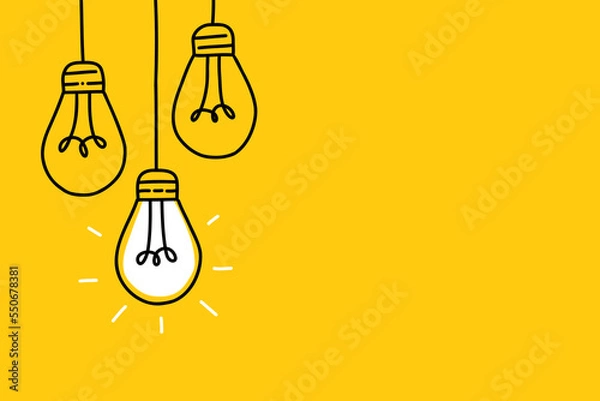 Obraz Background creative idea with hand drawn light bulbs and lines