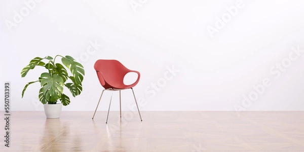 Obraz chair with a interior plant 3d render