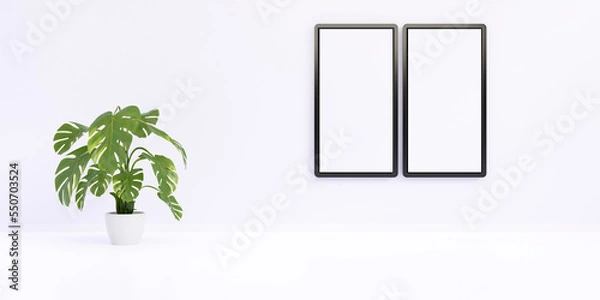 Fototapeta frames and interior plant 3d render