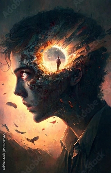 Fototapeta portrait that describes person overthinking